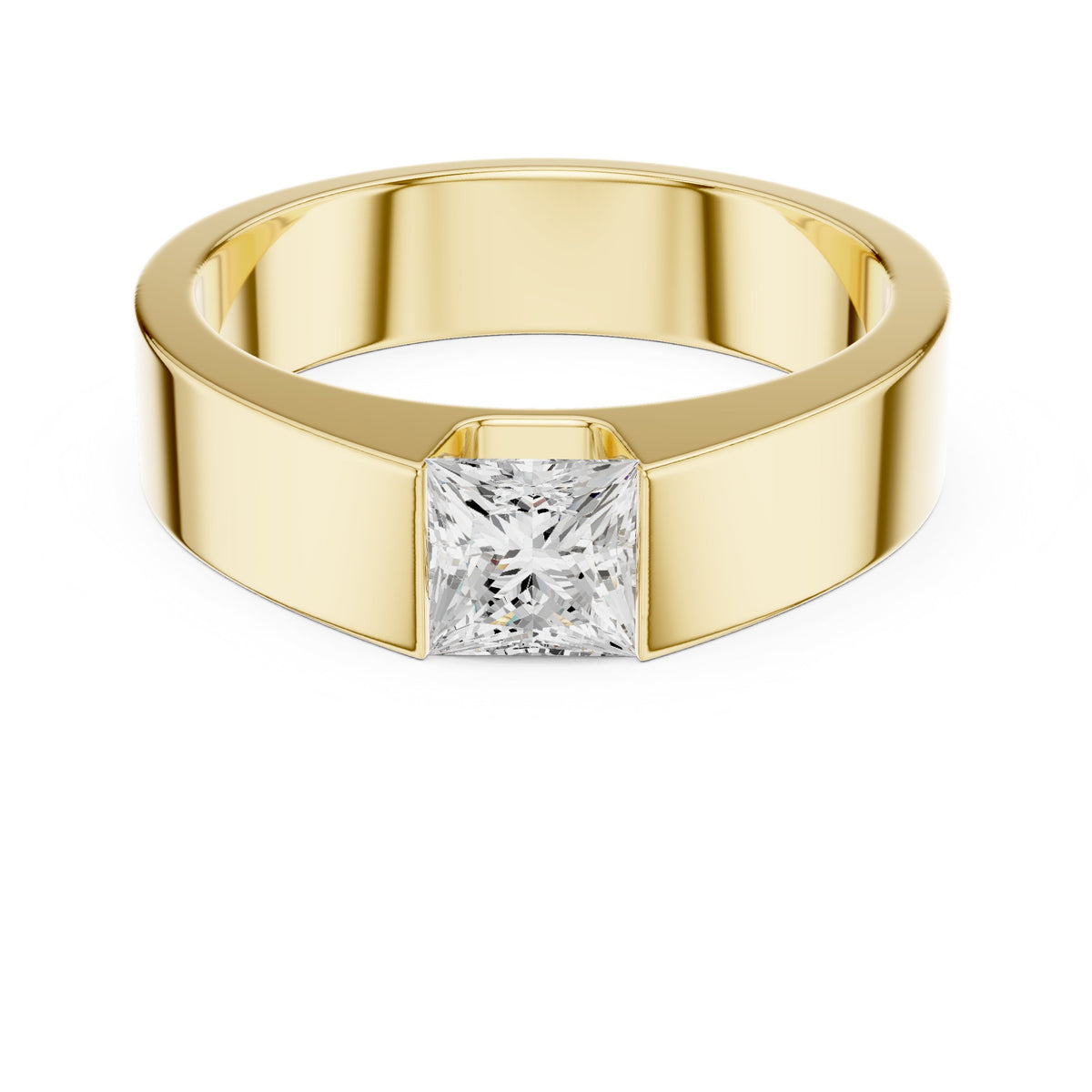 Tension Set Diamond Men's Ring in Yellow Gold - VYKA Diamonds