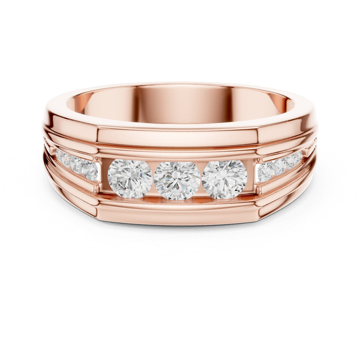Graduated Channel Men's Diamond Band