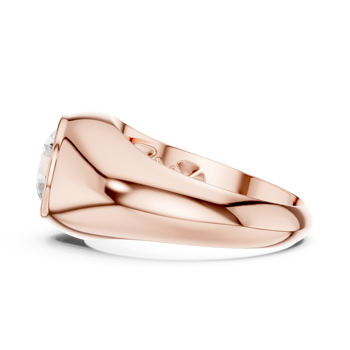 Round Diamond Signet Men's Ring