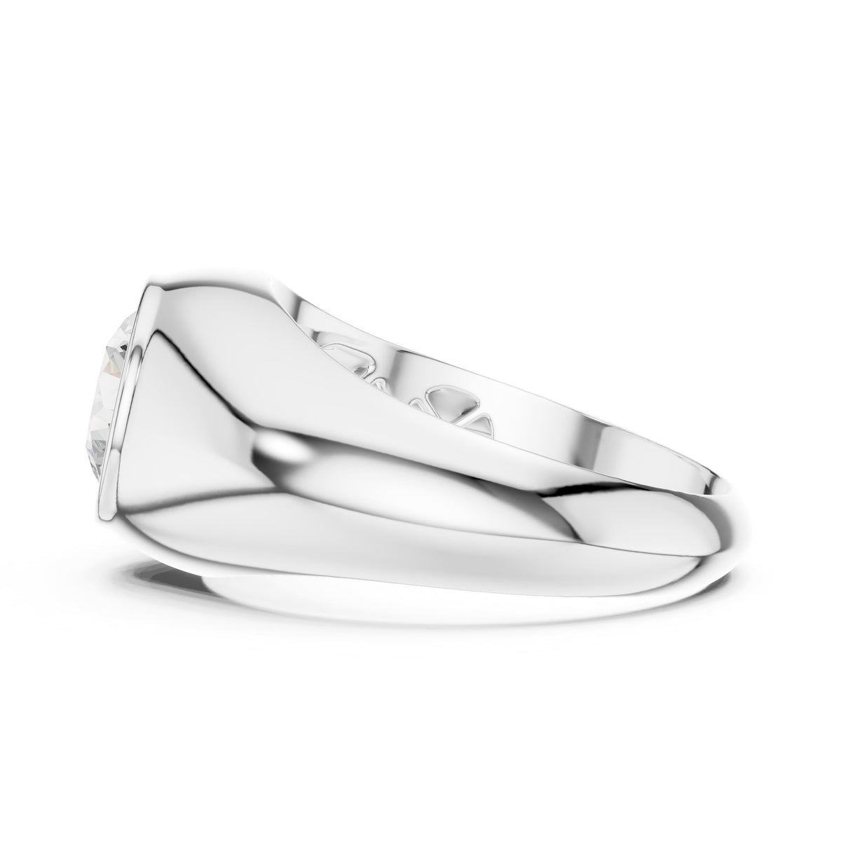 Round Diamond Signet Men's Ring