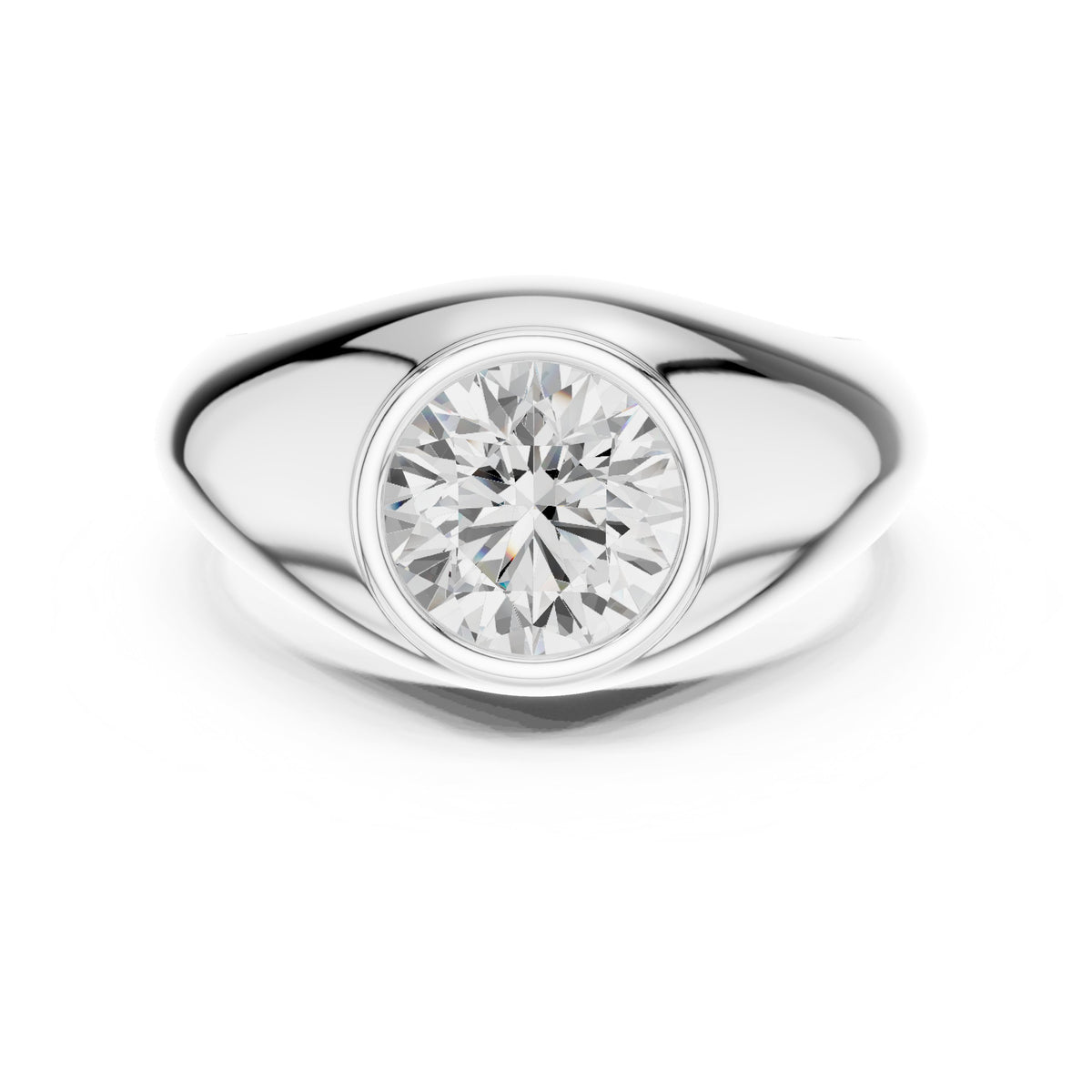 Round Diamond Signet Men's Ring