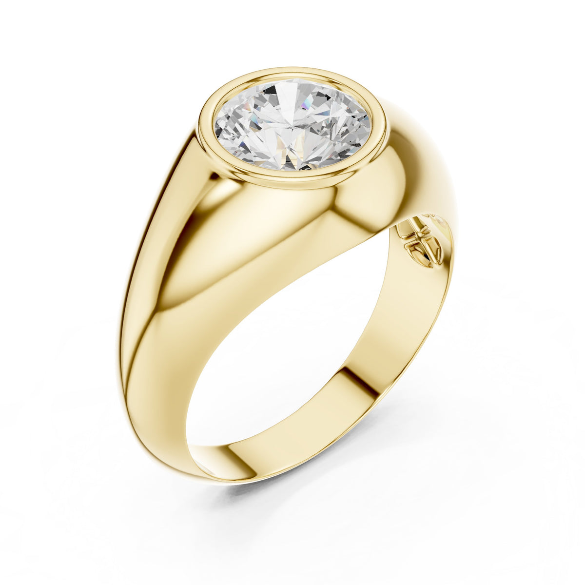 Round Diamond Signet Men's Ring