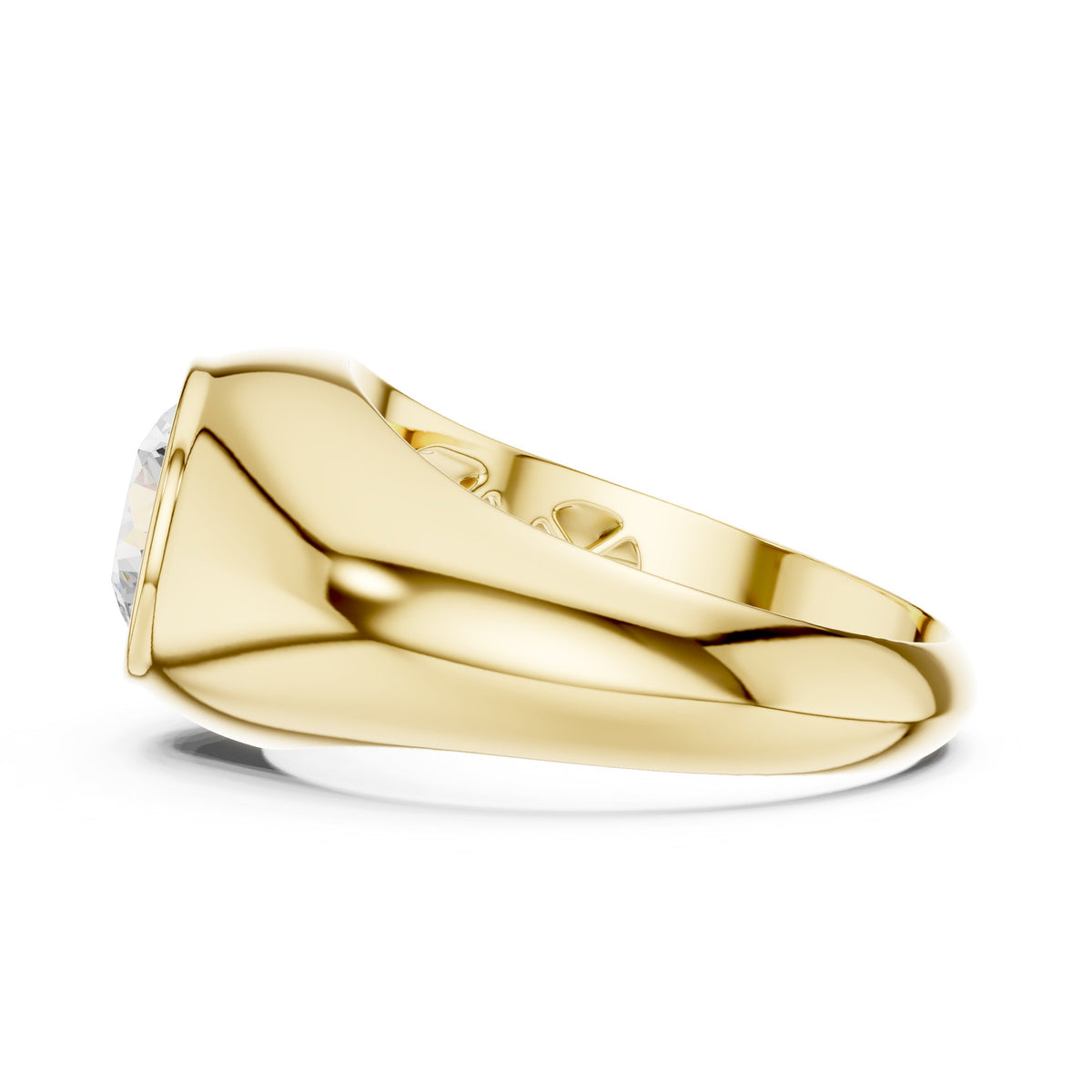 Round Diamond Signet Men's Ring
