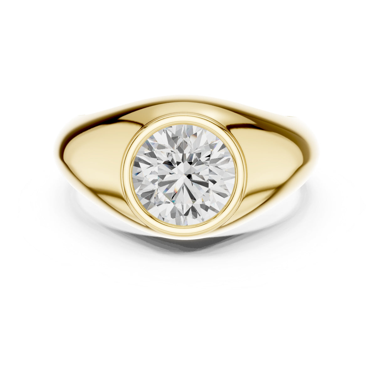Round Diamond Signet Men's Ring