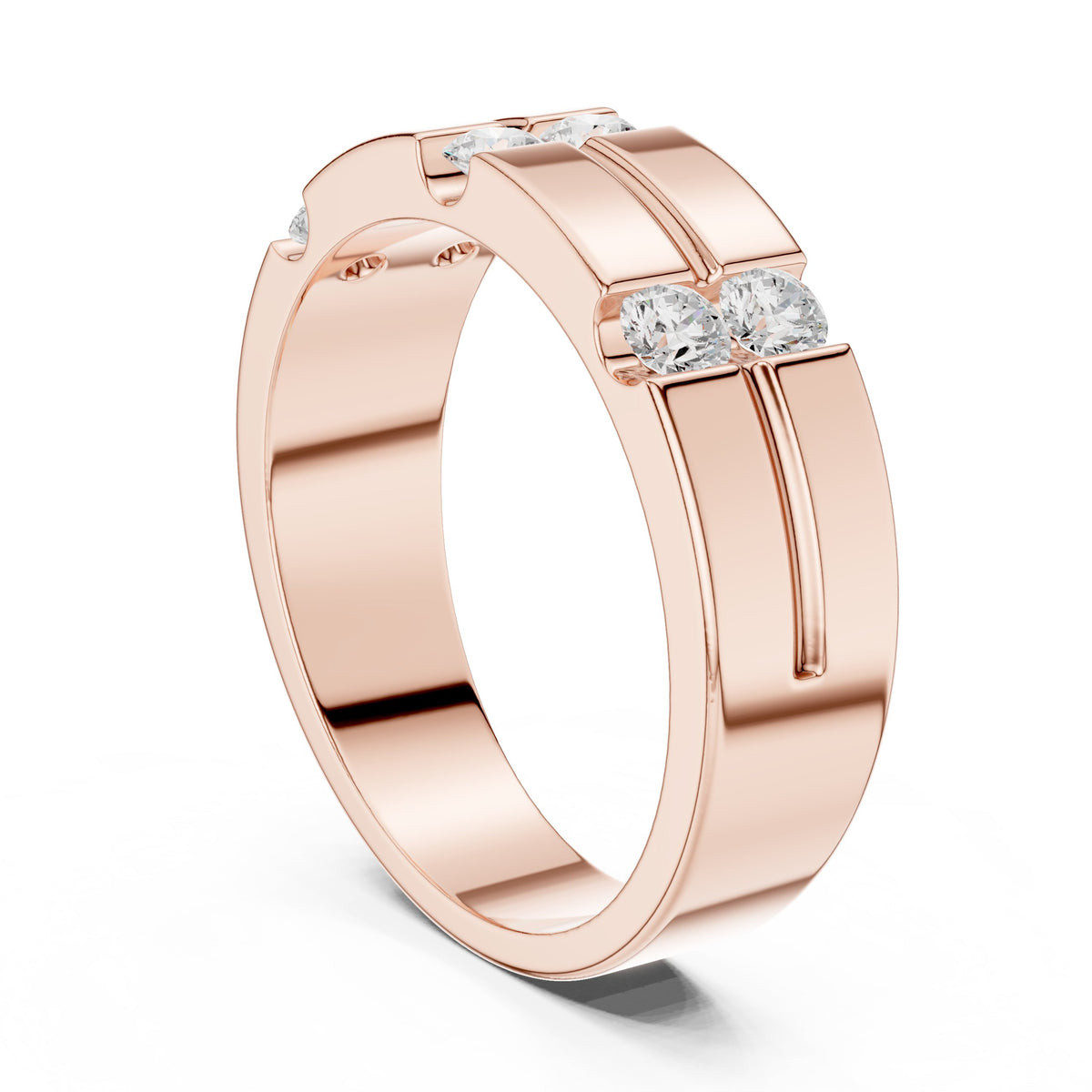 Vertical Channel Men's Diamond Band