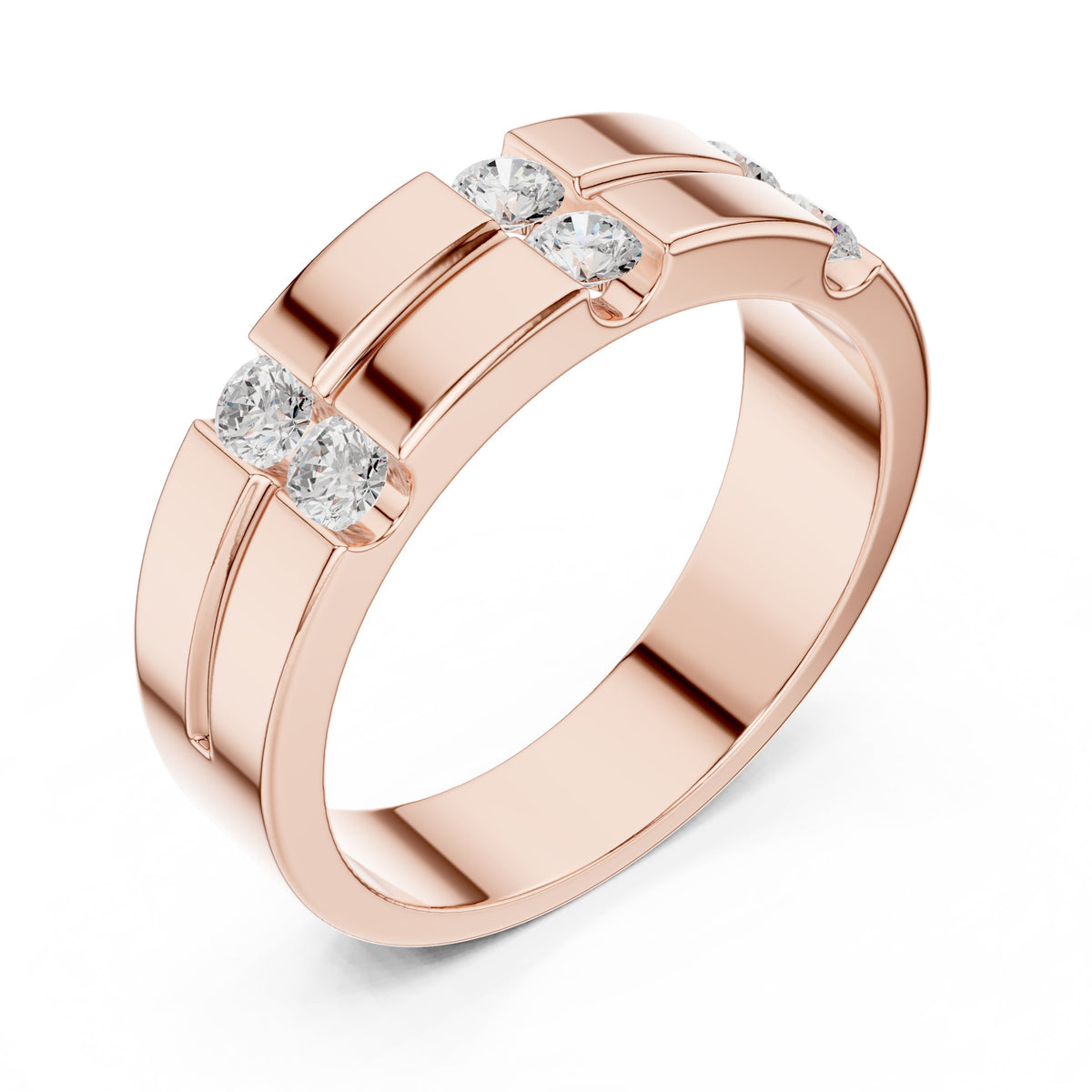 Vertical Channel Men's Diamond Band