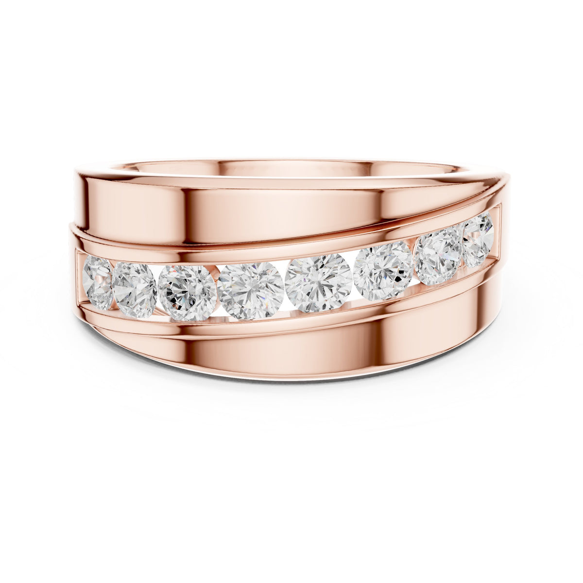 Asymmetric Channel Men's Diamond Band