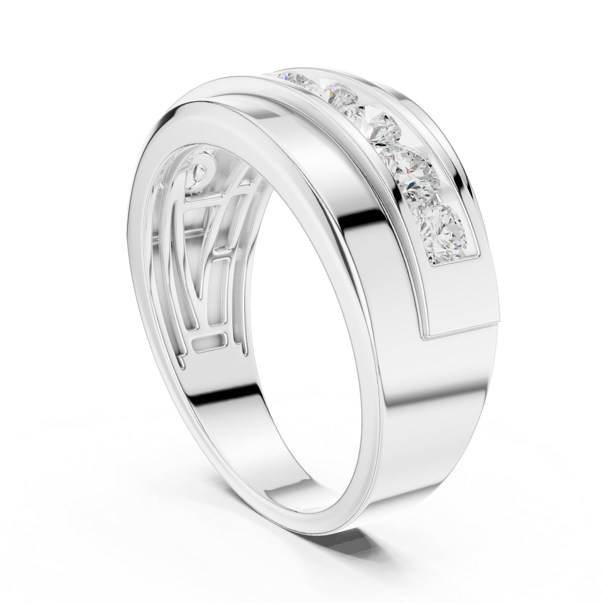 Asymmetric Channel Men's Diamond Band
