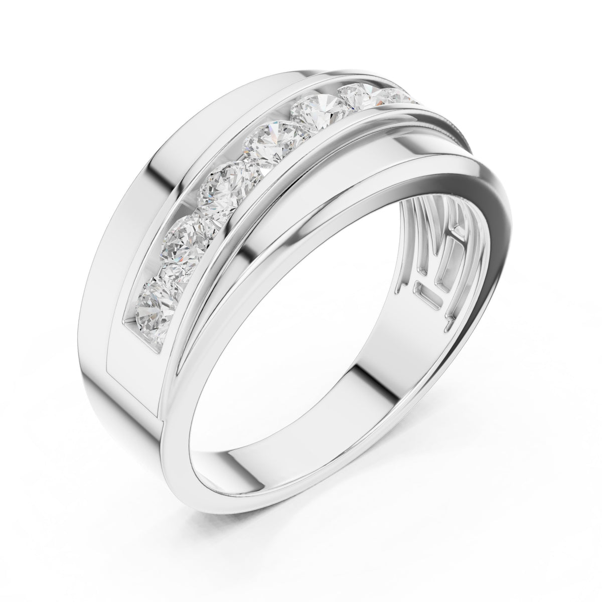 Asymmetric Channel Men's Diamond Band