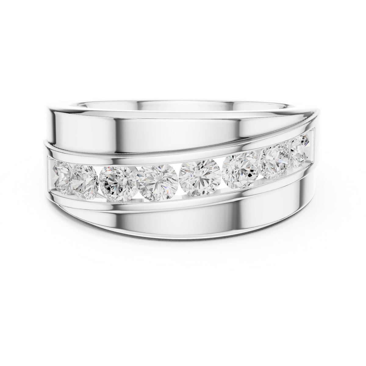 Asymmetric Channel Men's Diamond Band
