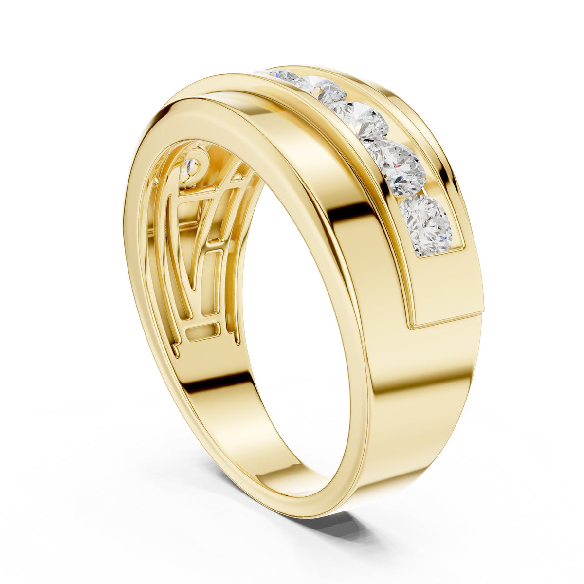 Asymmetric Channel Men's Diamond Band