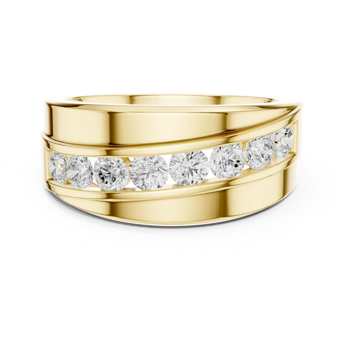 Asymmetric Channel Men's Diamond Band