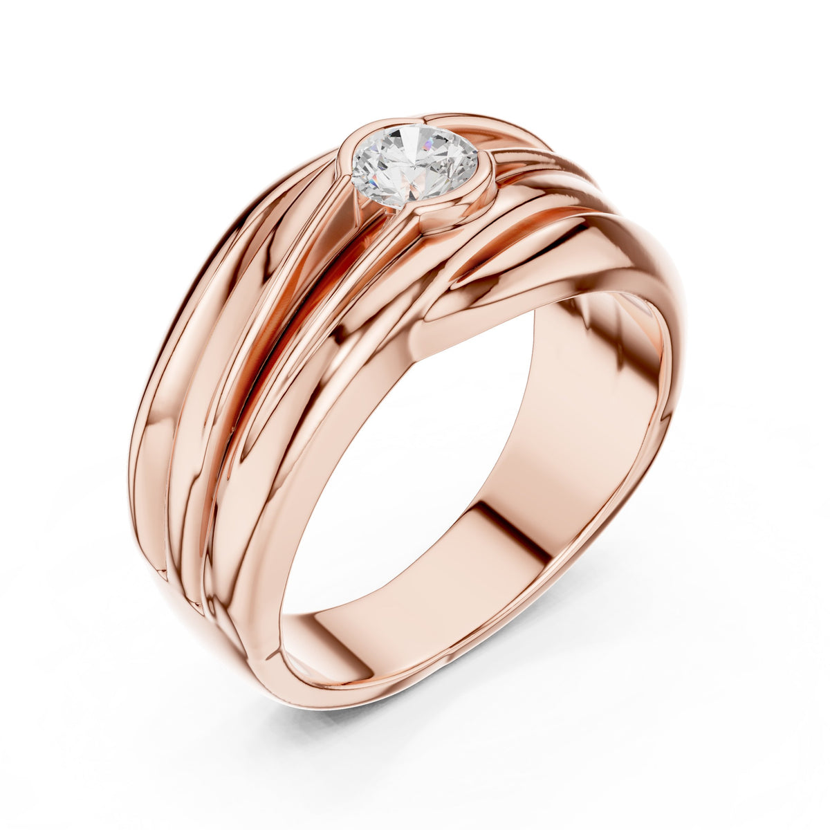 Wave Bezel Diamond Men's Ring