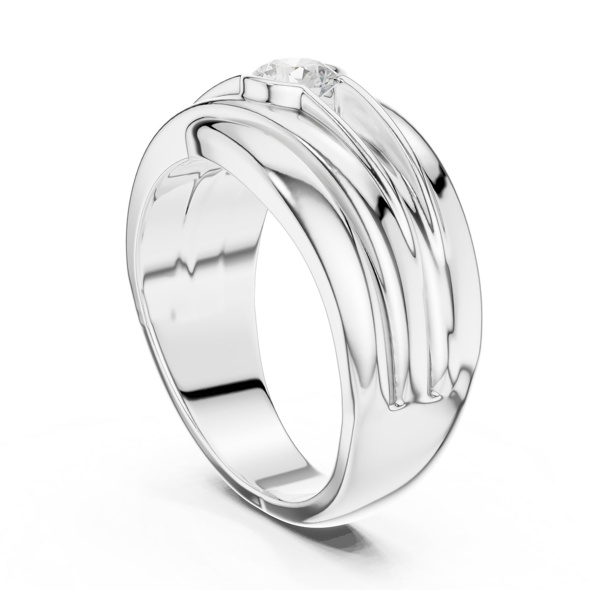 Wave Bezel Diamond Men's Ring