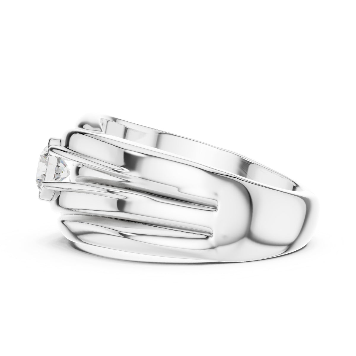Wave Bezel Diamond Men's Ring