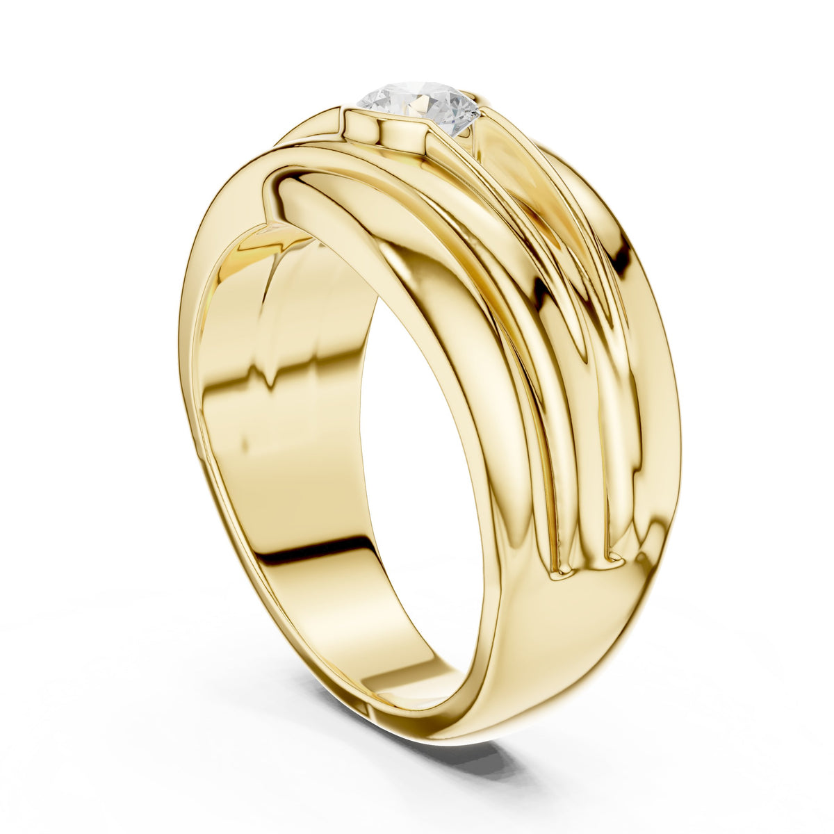 Wave Bezel Diamond Men's Ring
