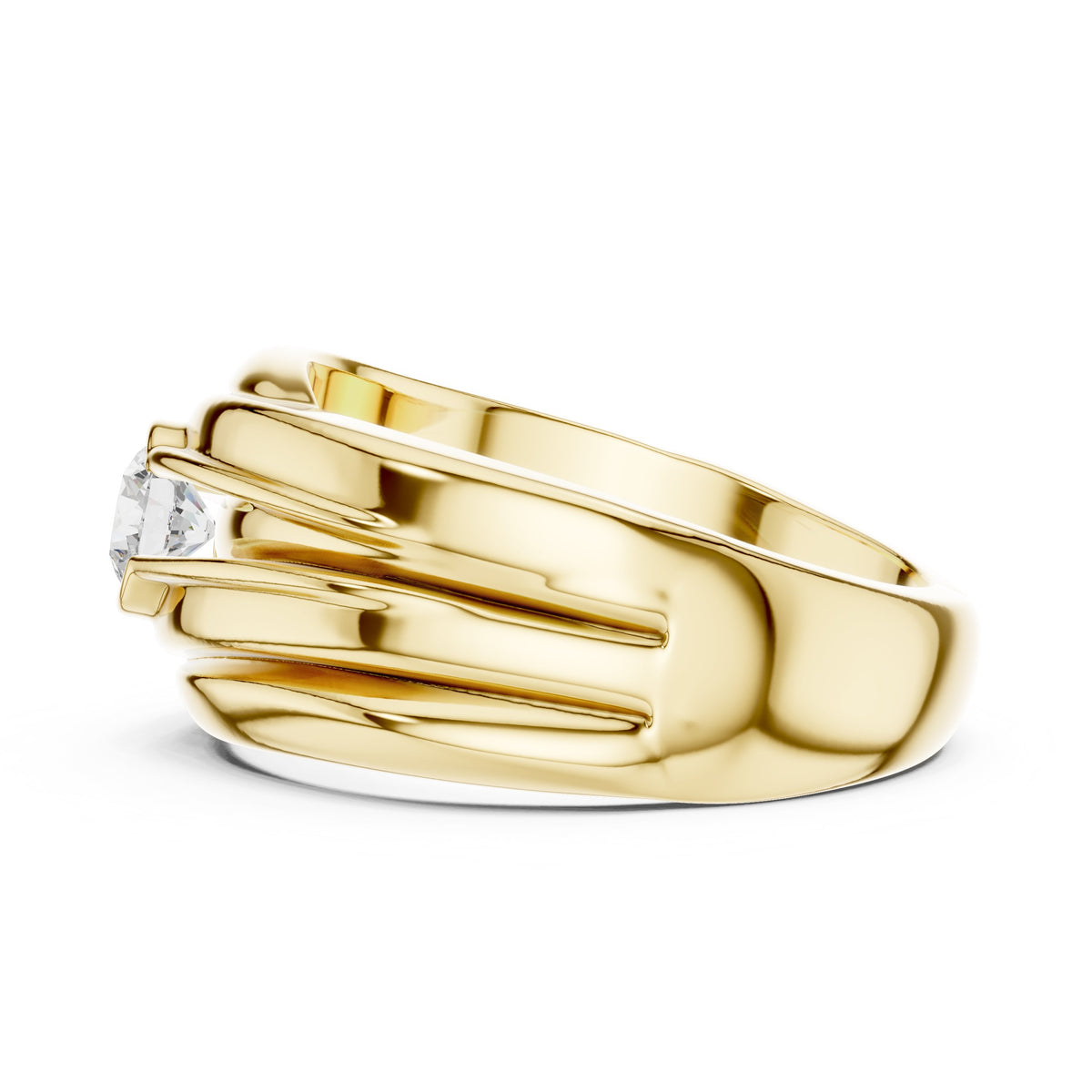 Wave Bezel Diamond Men's Ring