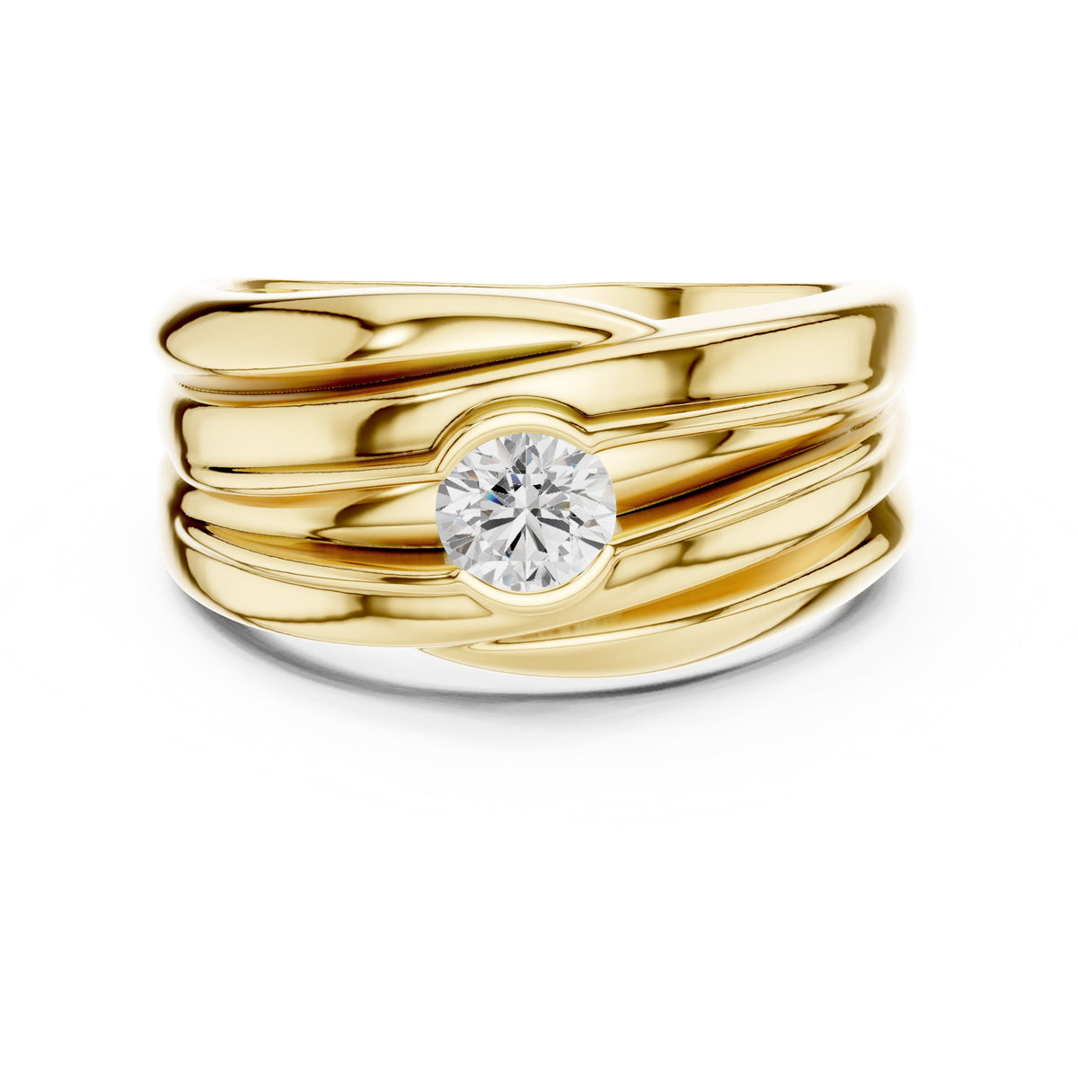 Wave Bezel Diamond Men's Ring