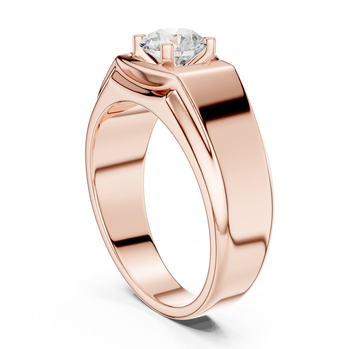 Square Frame Round Diamond Men's Solitaire
