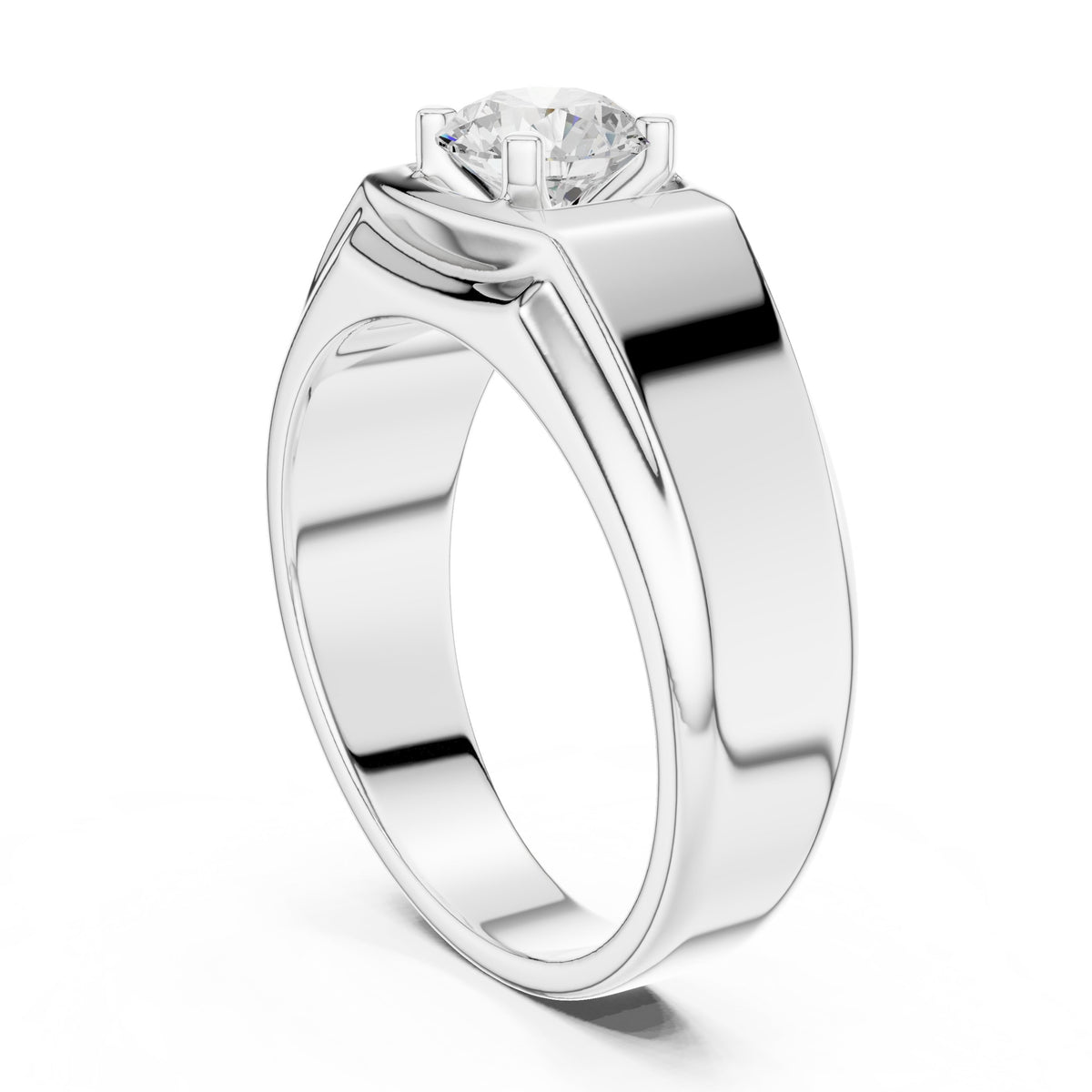 Square Frame Round Diamond Men's Solitaire