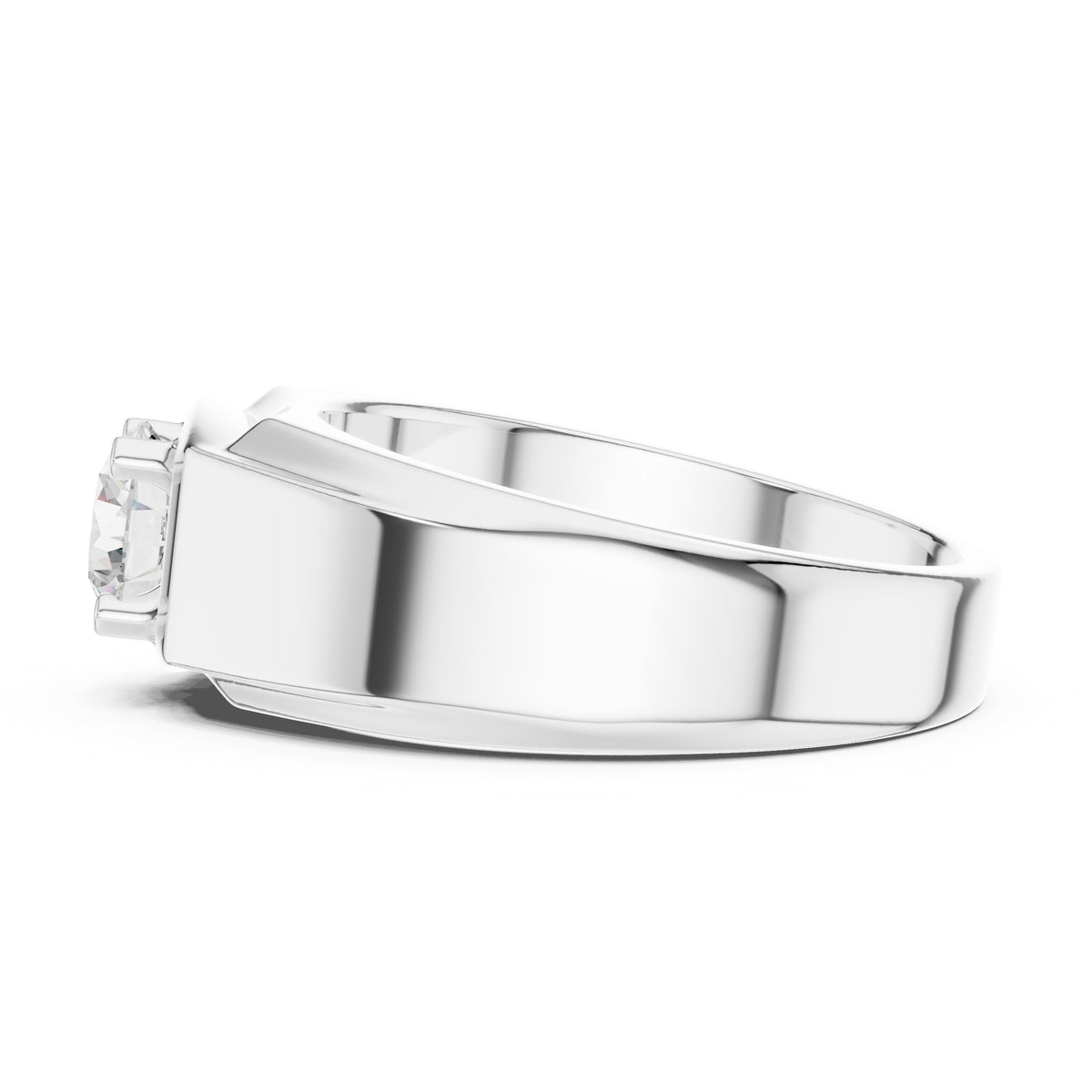 Square Frame Round Diamond Men's Solitaire