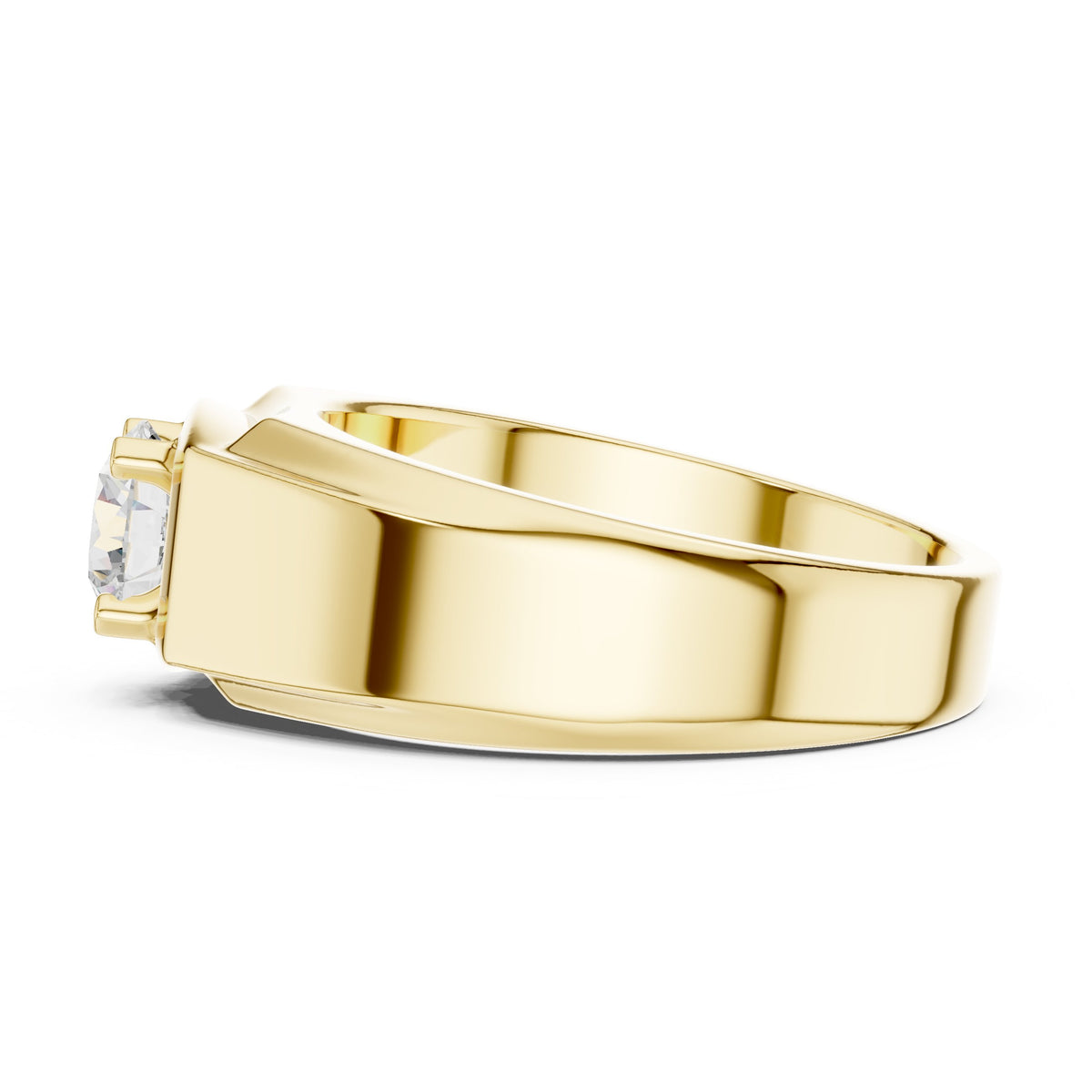 Square Frame Round Diamond Men's Solitaire