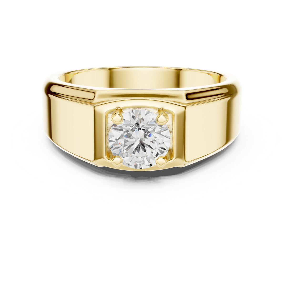 Square Frame Round Diamond Men's Solitaire