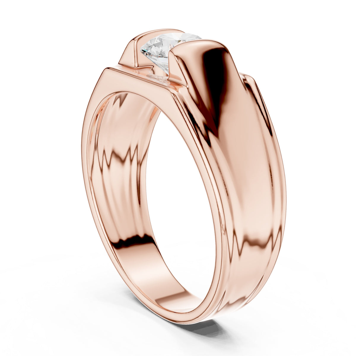 Bridge Set Round Diamond Men's Solitaire
