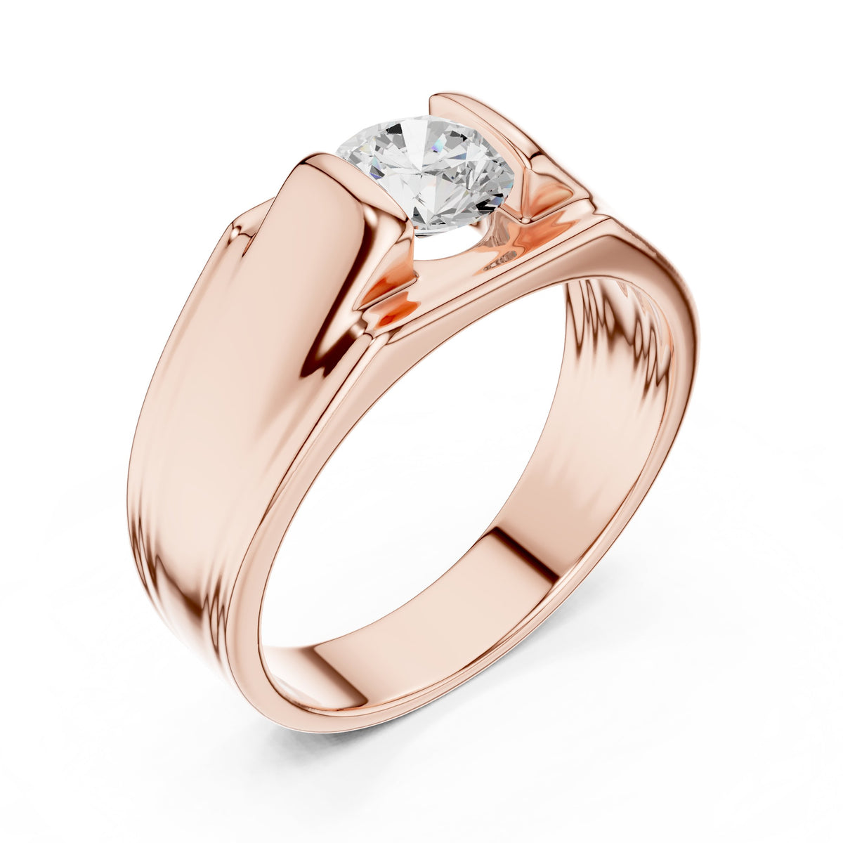 Bridge Set Round Diamond Men's Solitaire