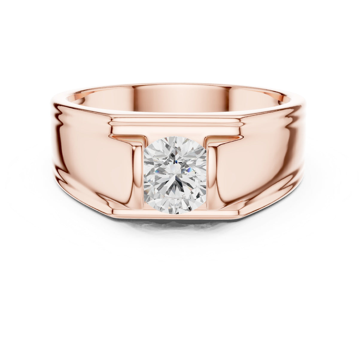 Bridge Set Round Diamond Men's Solitaire