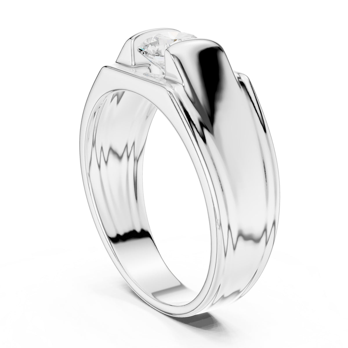 Bridge Set Round Diamond Men's Solitaire