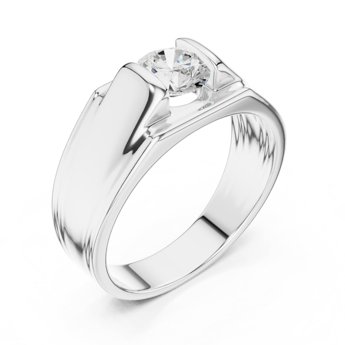 Bridge Set Round Diamond Men's Solitaire