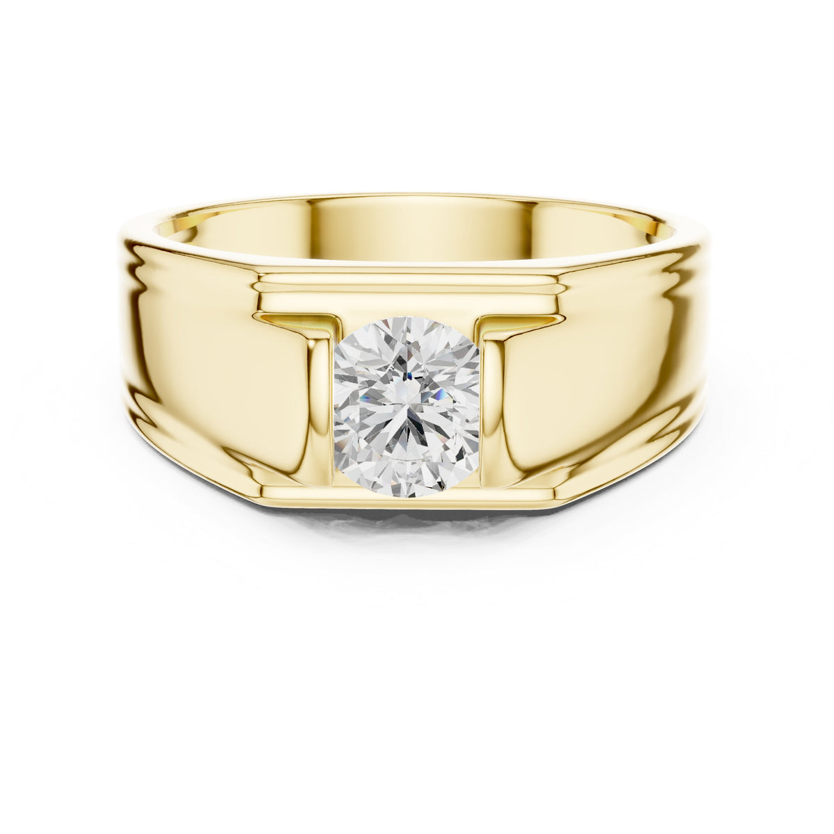 Bridge Set Round Diamond Men's Solitaire
