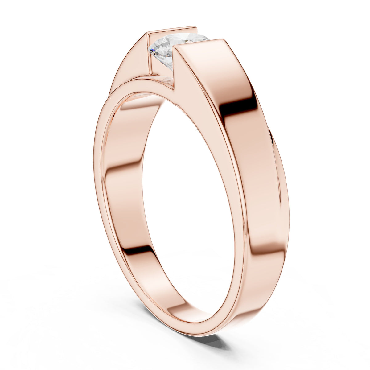 Tension Style Round Diamond Men's Solitaire