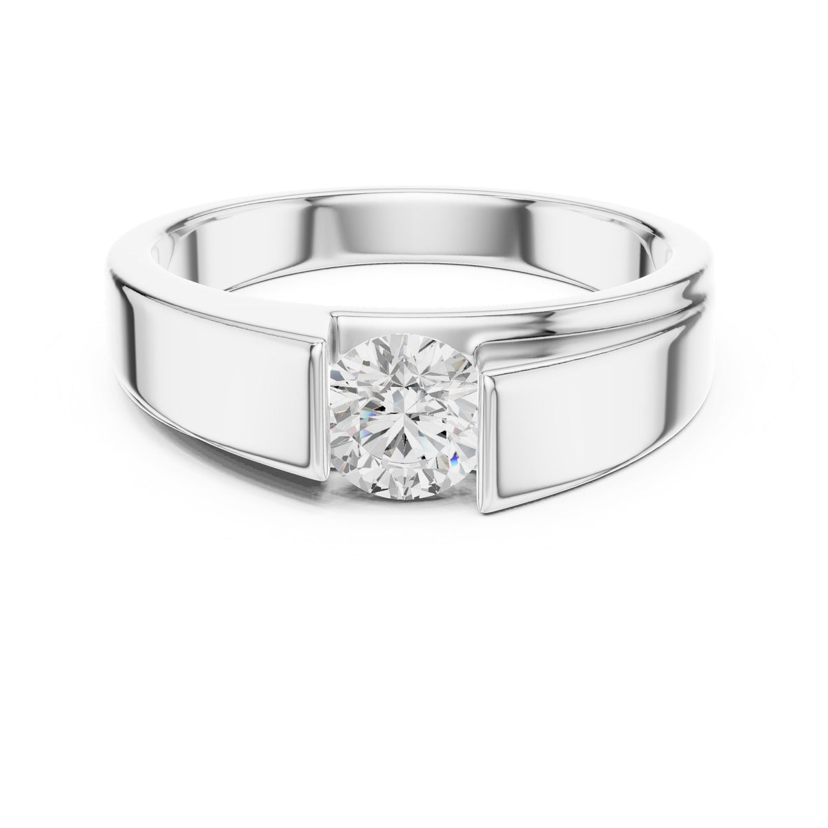 Tension Style Round Diamond Men's Solitaire