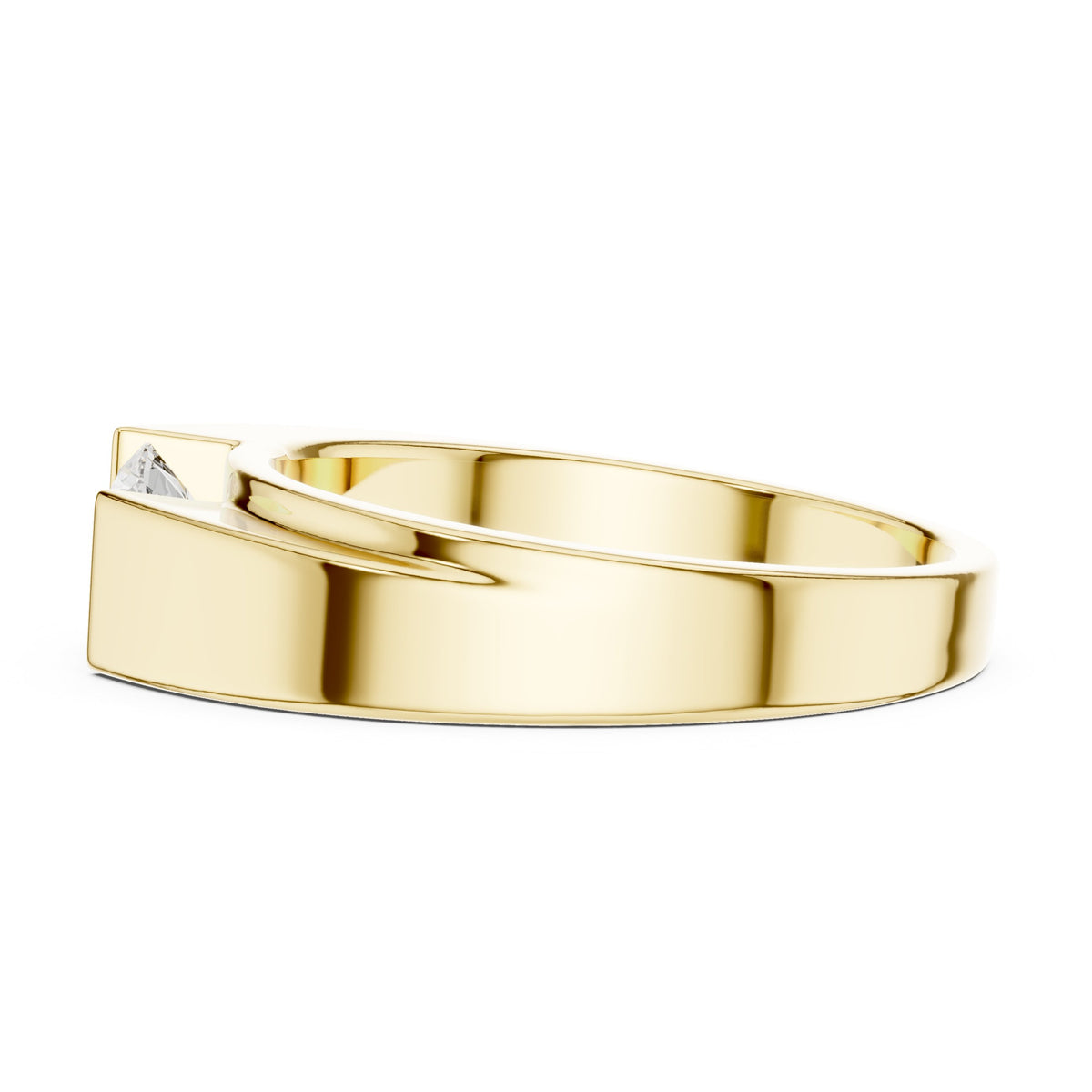 Tension Style Round Diamond Men's Solitaire in Yellow Gold - VYKA Diamonds
