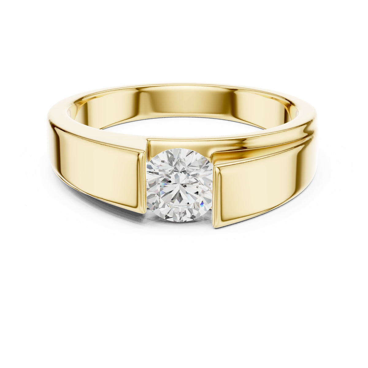 Tension Style Round Diamond Men's Solitaire