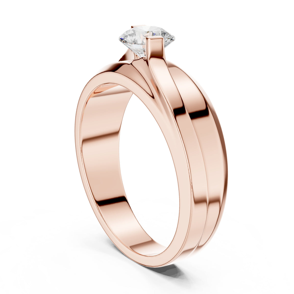 Crossover Round Diamond Men's Solitaire
