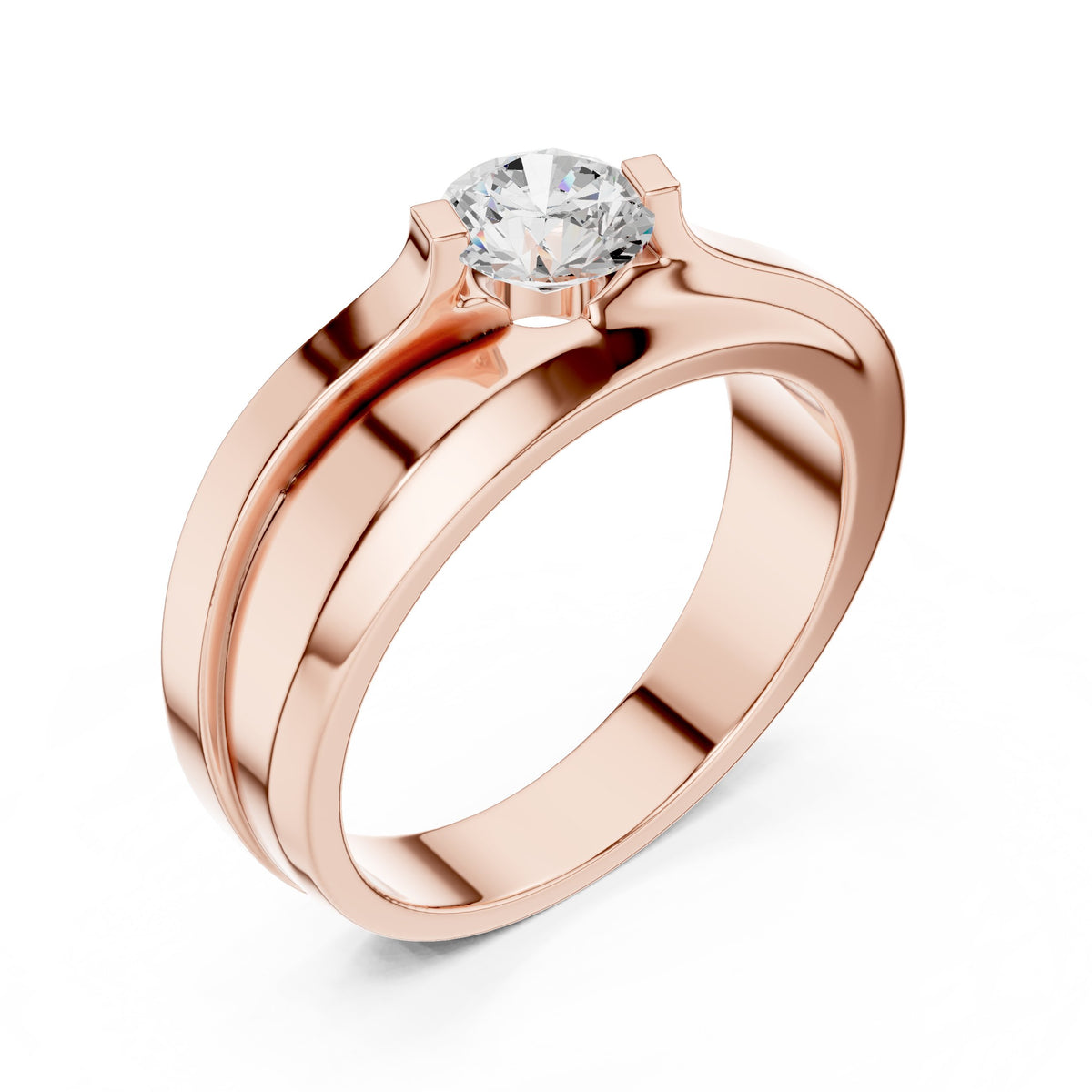 Crossover Round Diamond Men's Solitaire