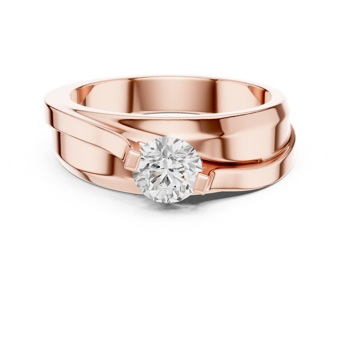 Crossover Round Diamond Men's Solitaire
