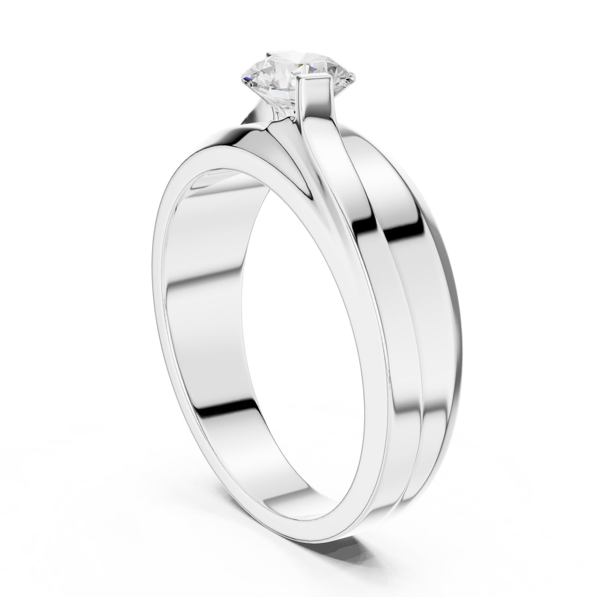 Crossover Round Diamond Men's Solitaire