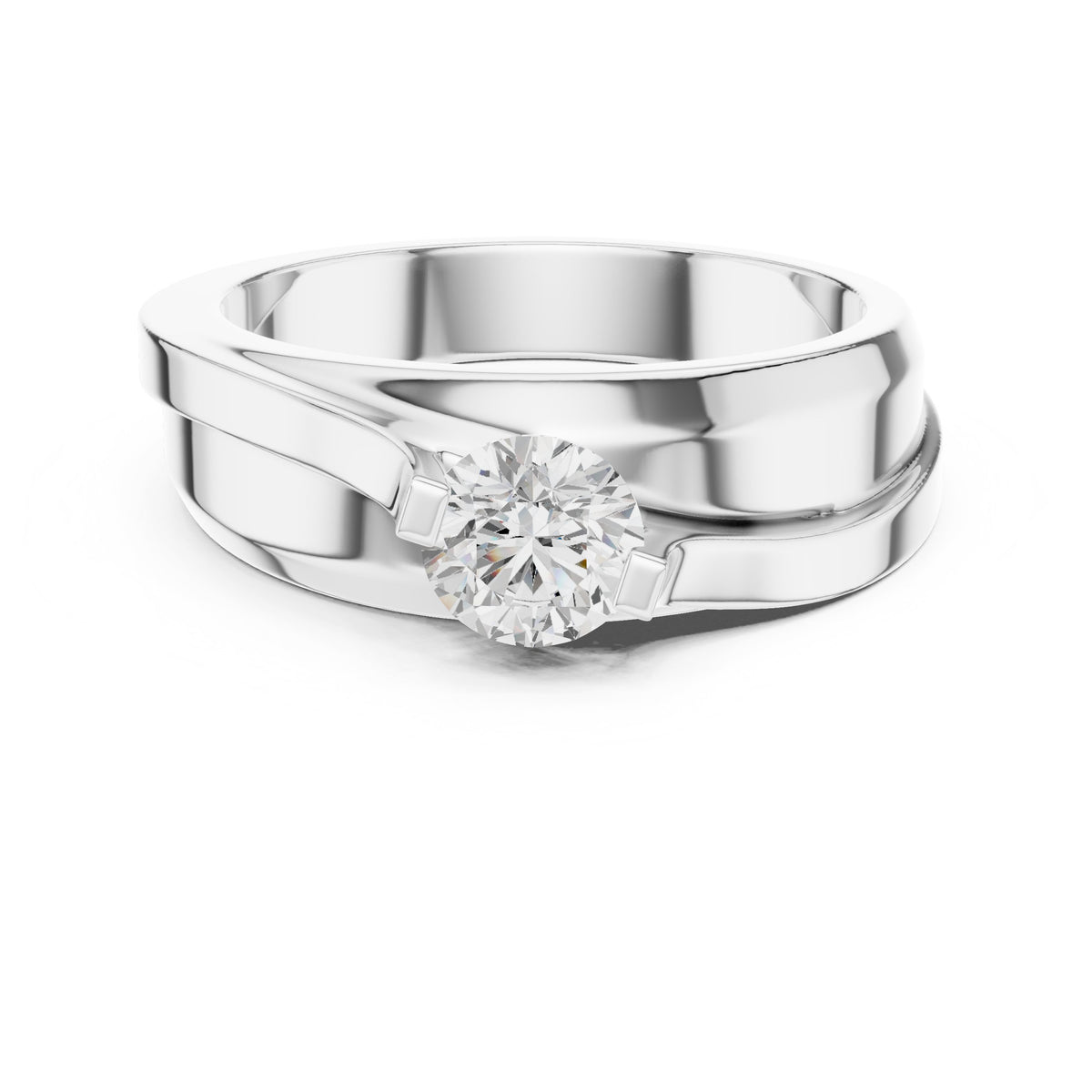 Crossover Round Diamond Men's Solitaire