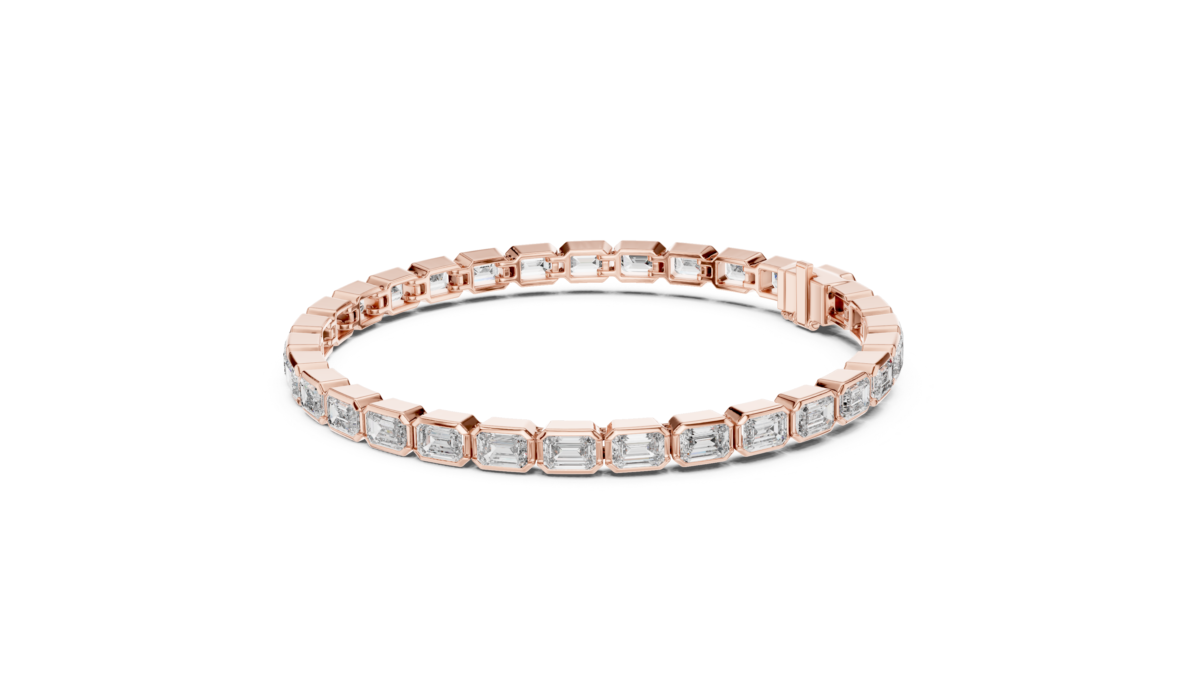 Emerald-Cut Bezel Eternity Bracelet in Rose Gold - VYKA Diamonds
