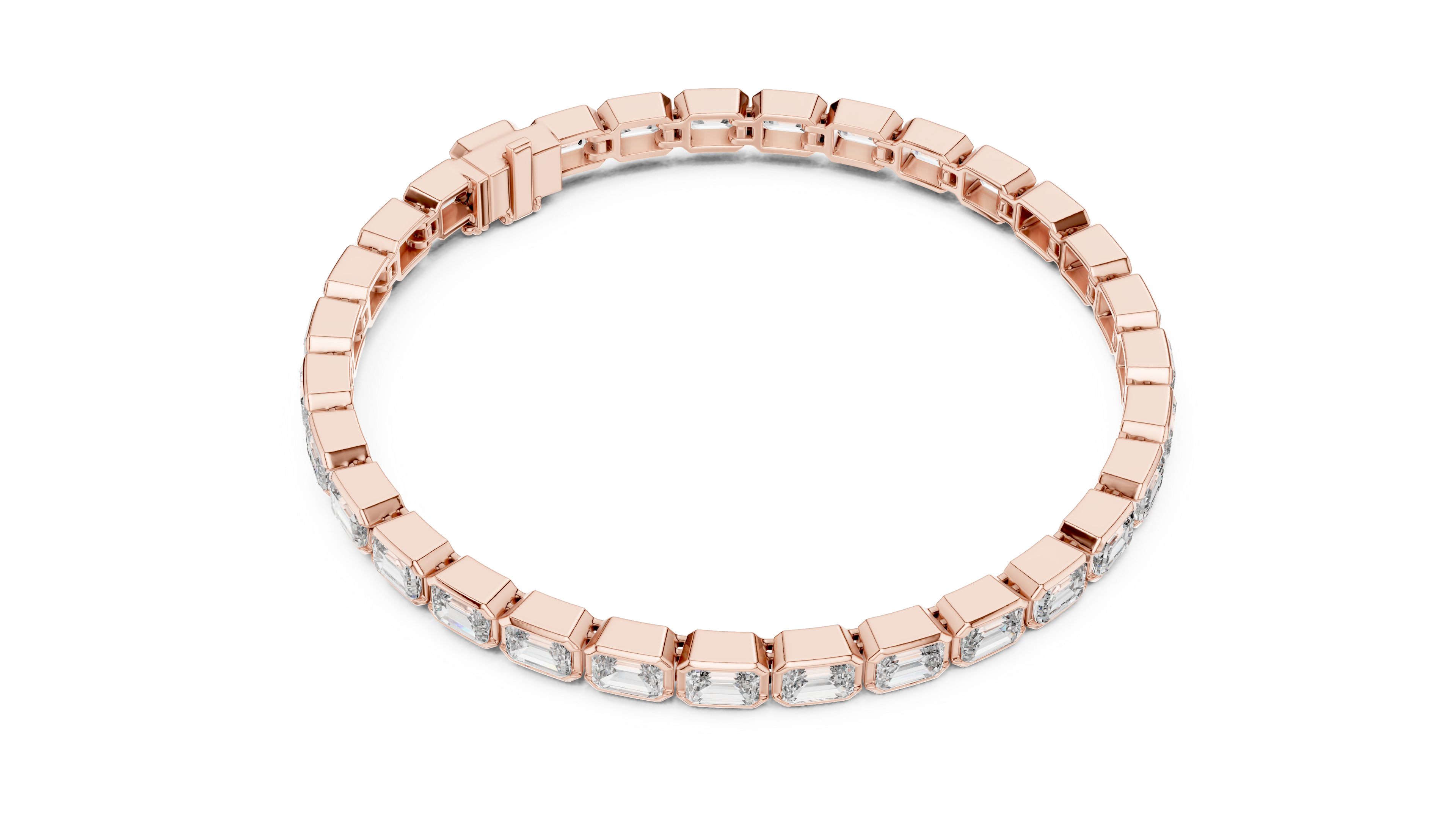 Emerald-Cut Bezel Eternity Bracelet in Rose Gold - VYKA Diamonds