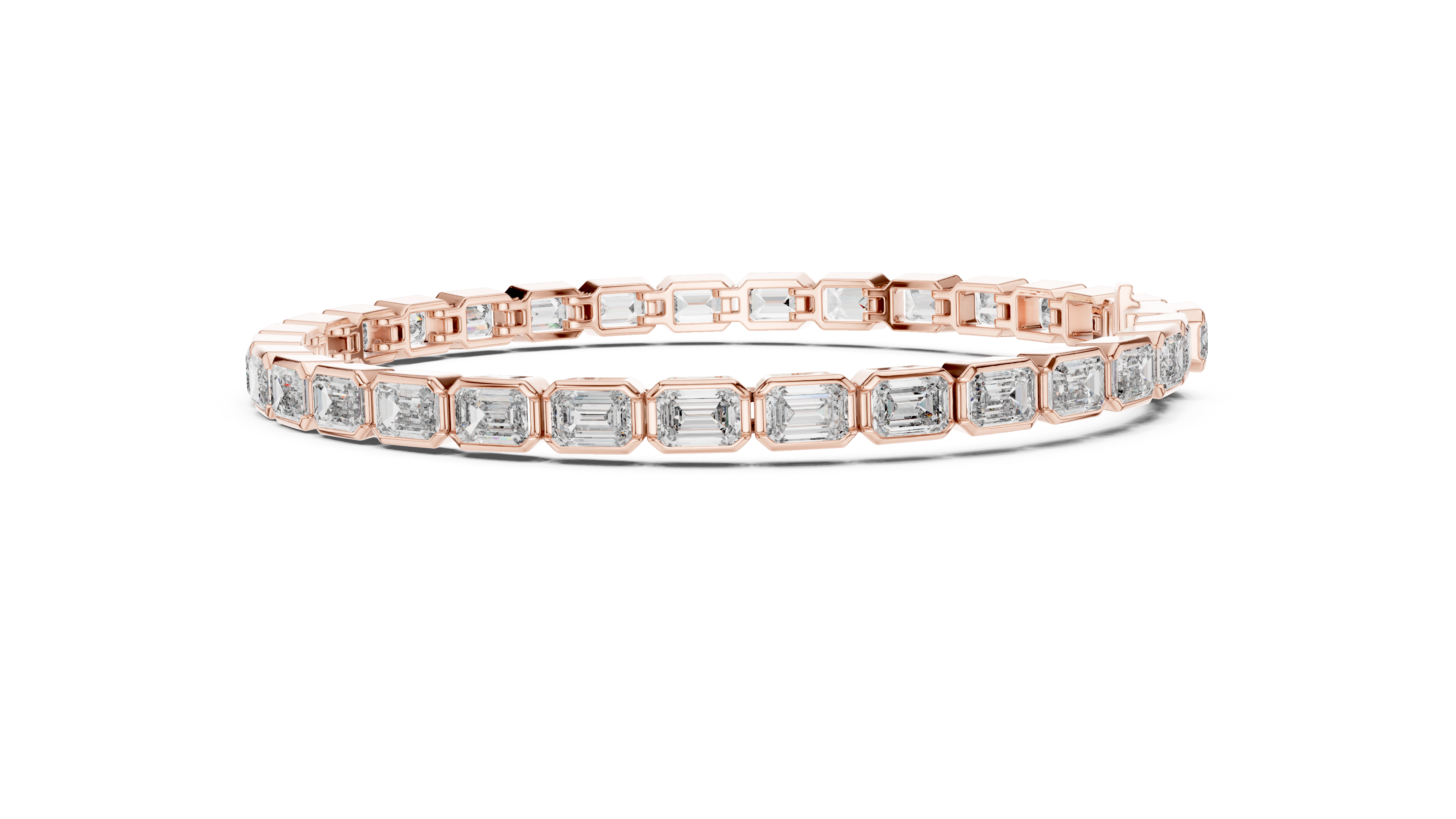 Emerald-Cut Bezel Eternity Bracelet in Rose Gold - VYKA Diamonds