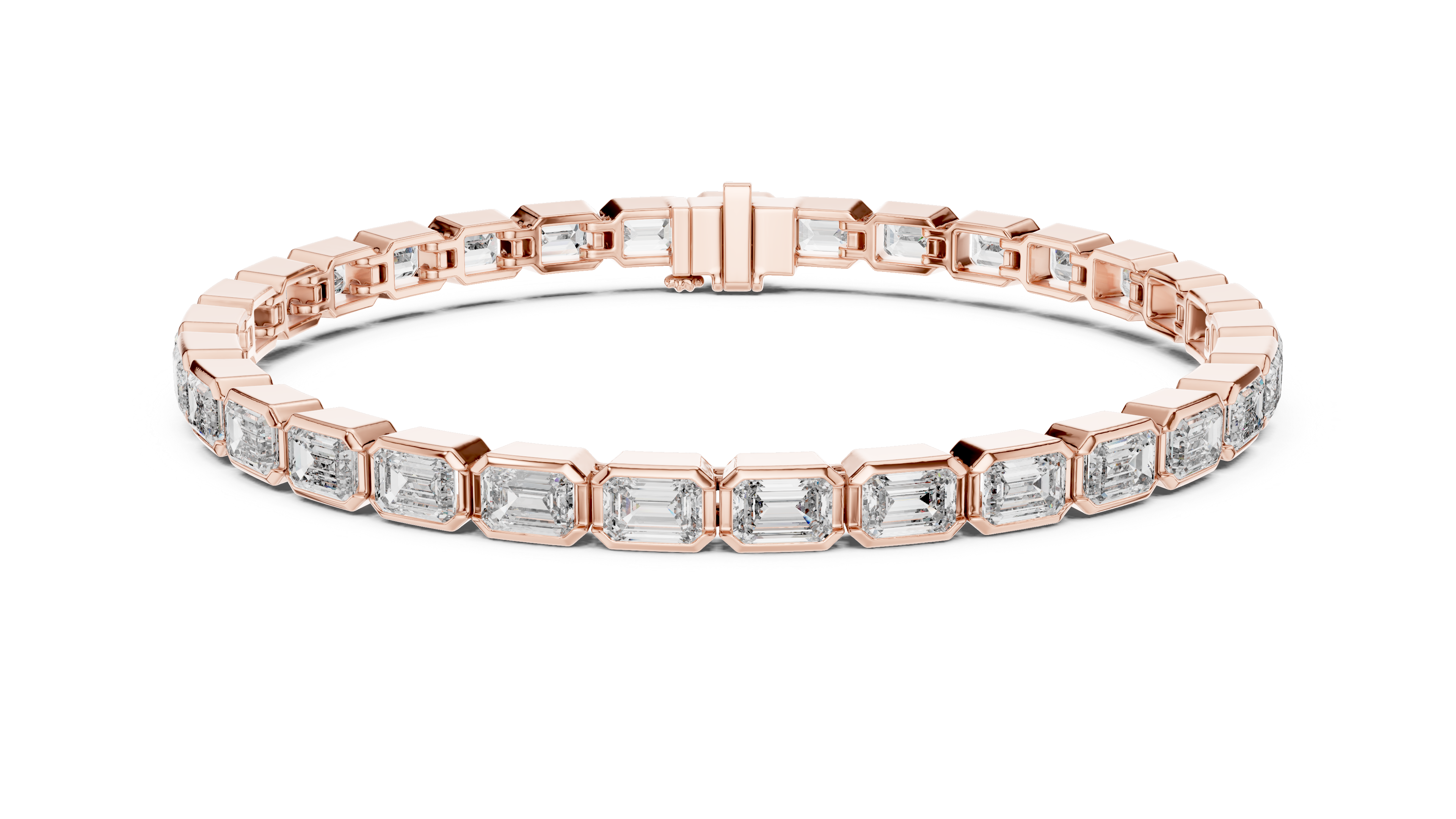 Emerald-Cut Bezel Eternity Bracelet in Rose Gold - VYKA Diamonds