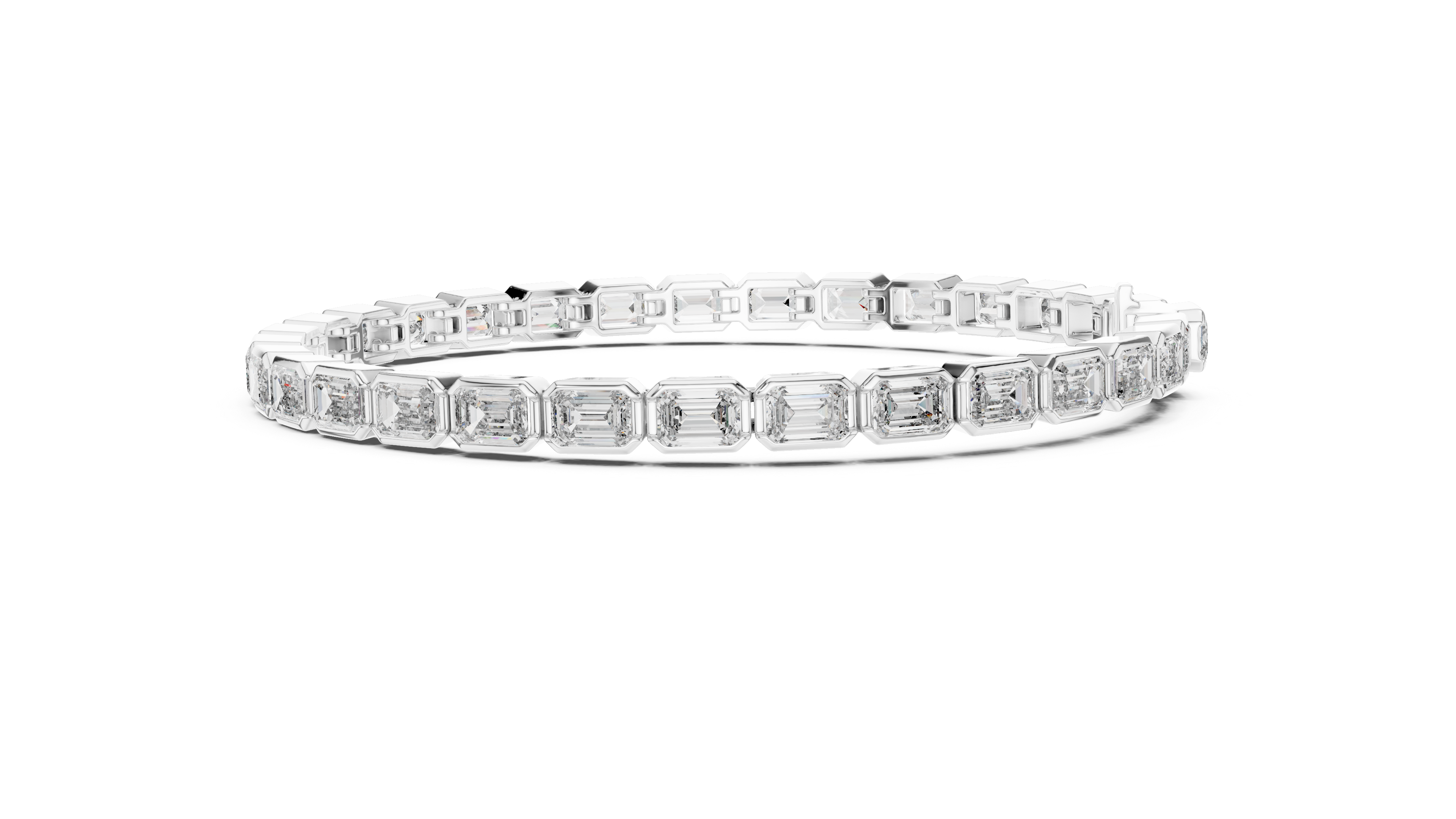 Emerald-Cut Bezel Eternity Bracelet in White Gold - VYKA Diamonds