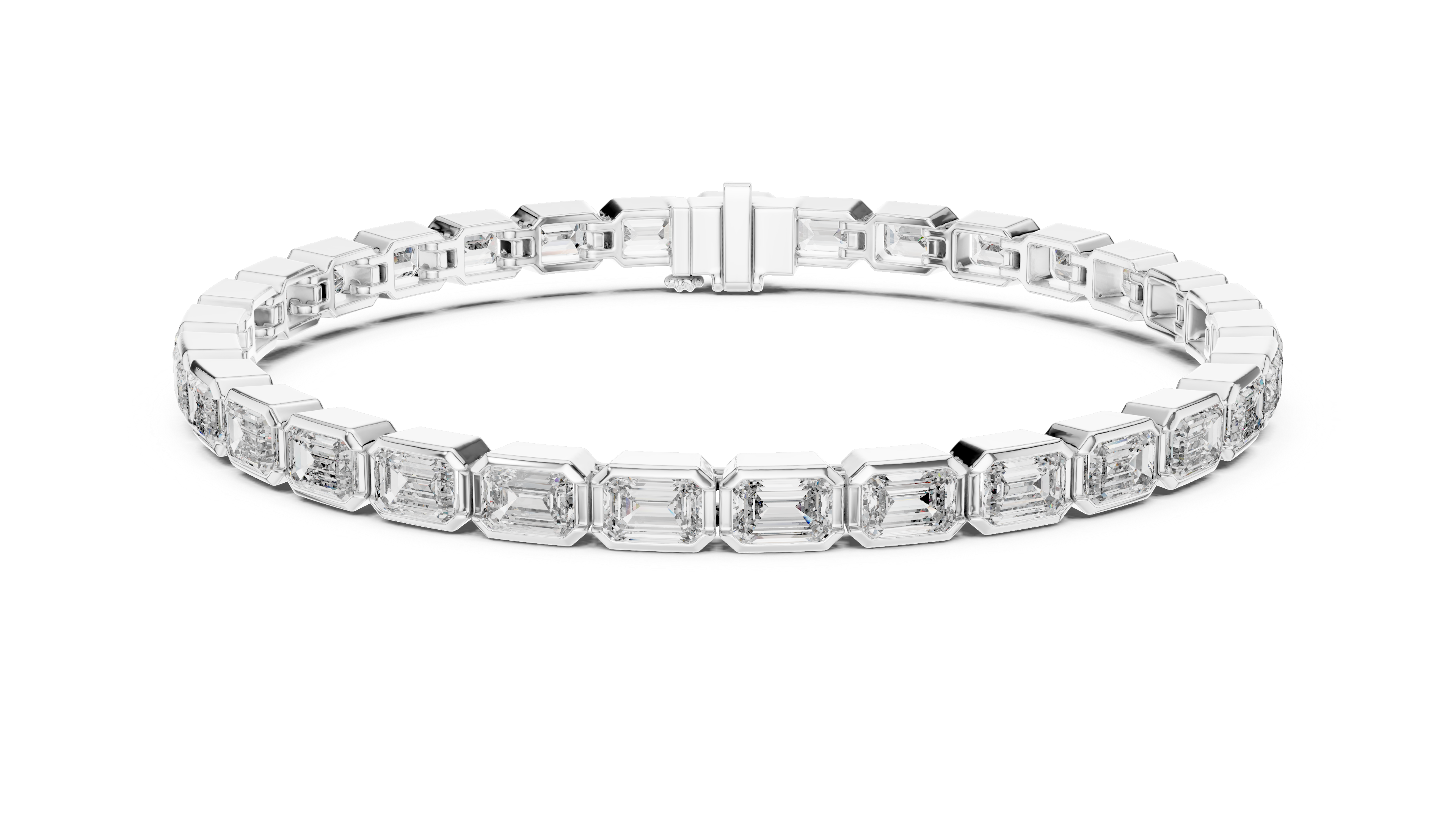 Emerald-Cut Bezel Eternity Bracelet in White Gold - VYKA Diamonds