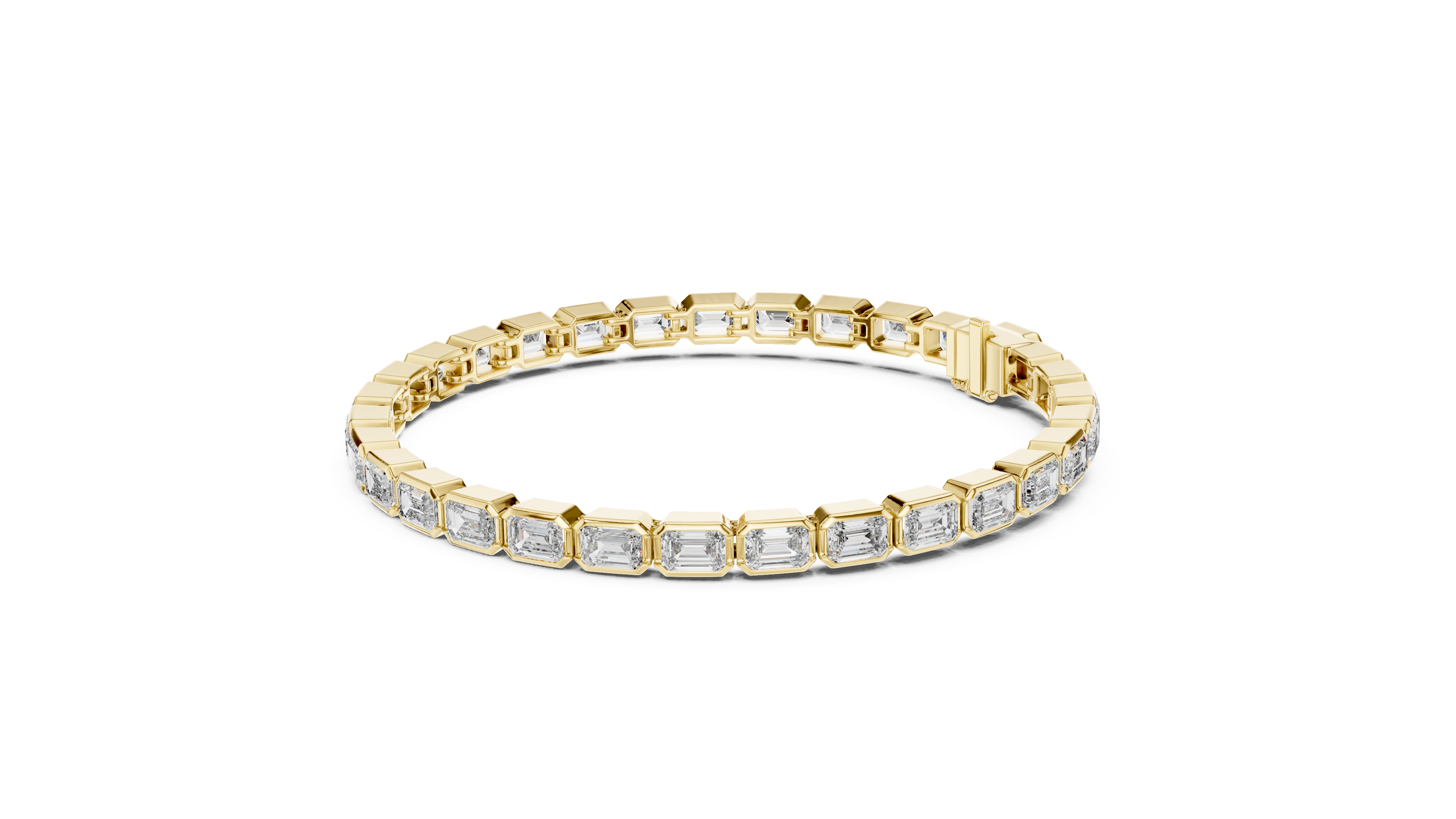 Emerald-Cut Bezel Eternity Bracelet in Yellow Gold - VYKA Diamonds