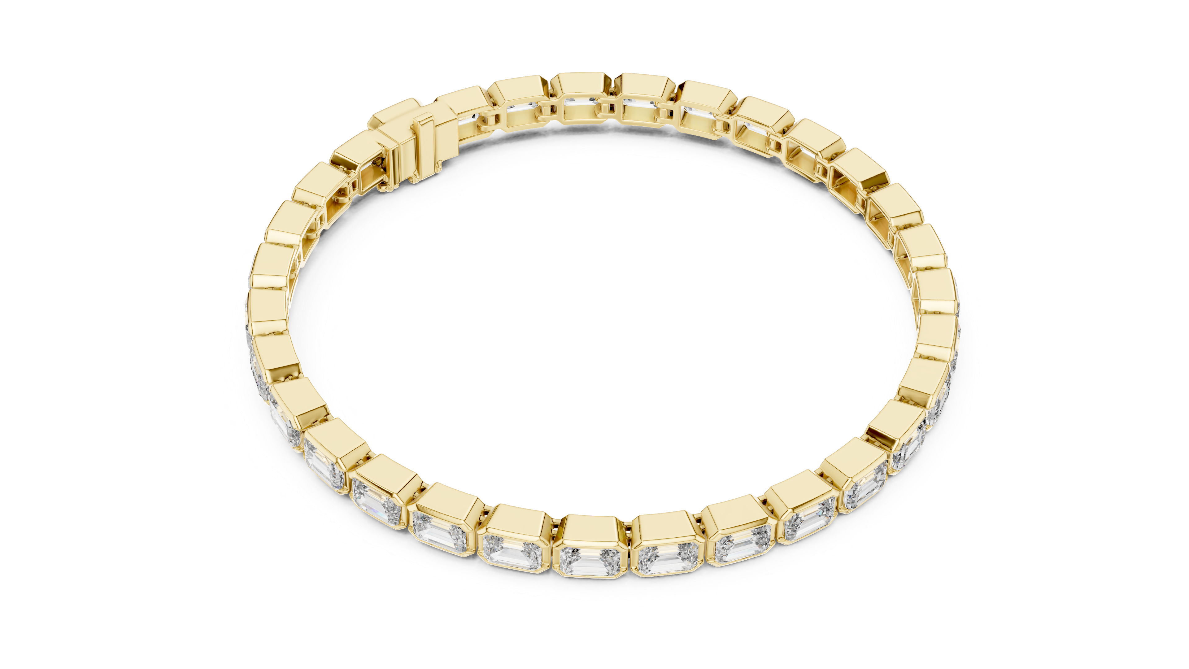 Emerald-Cut Bezel Eternity Bracelet in Yellow Gold - VYKA Diamonds